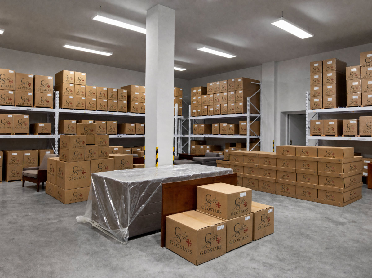 A clean, organized storage warehouse